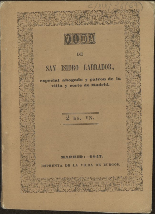 Cubierta de la vida de San Isidro (Sig.: C/XIX/36 (67))